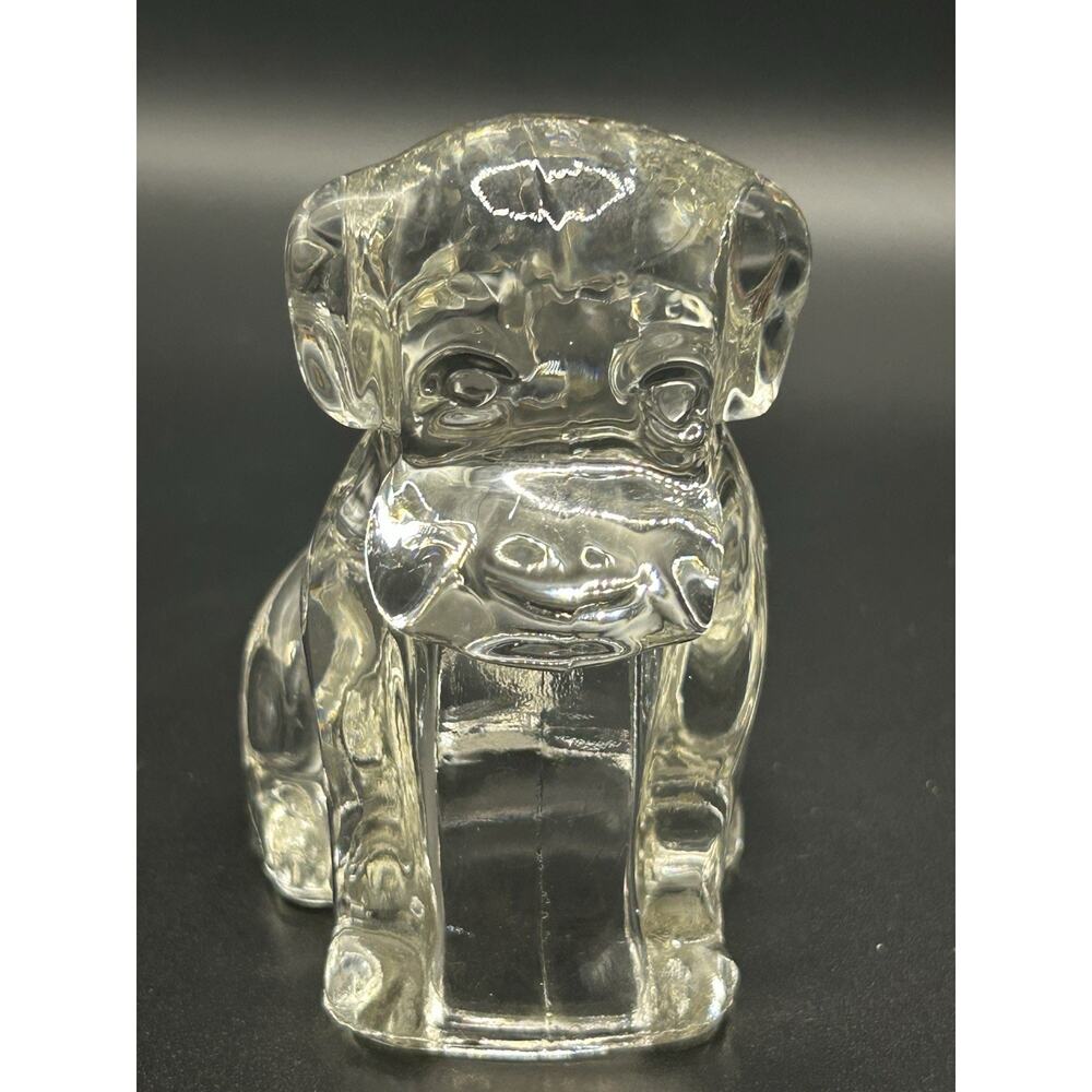 Vintage Federal Small Clear Glass Sitting Dog Figurine 1940s MCM Terrier